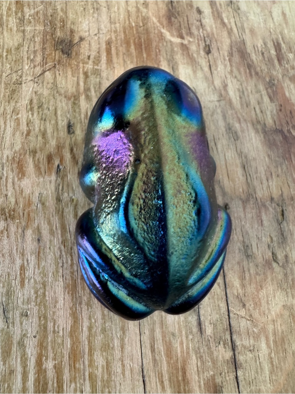 Robert Held Iridescent Frog Paperweight Art Glass Signed
